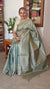 Metallic Teal Tussar Tissue Saree - CCK3