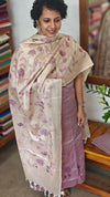 Lavender Cross Stitch Embroidered Semi Tussar Silk suit - MTV6 - J5