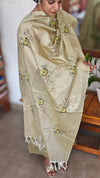 Pista Green Cross Stitch Embroidered Semi Tussar Silk Suit - MTV6 - M3