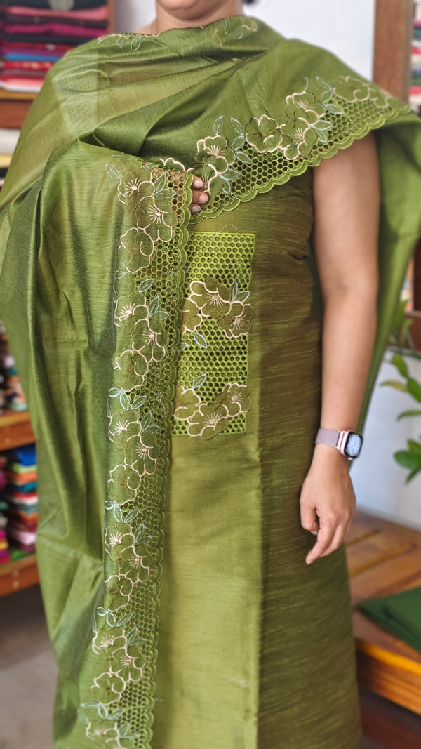 Forest Green Cutwork Cotton Silk Salwar Suit