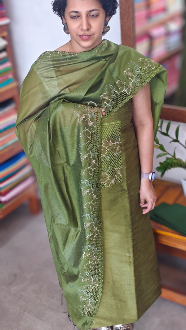 Forest Green Cutwork Cotton Silk Salwar Suit