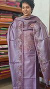 Dusty lavender Cutwork Noil Tussar silk suit