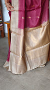 Maroon and Beige Handloom Tussar Silk Saree