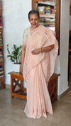 Peach Linen Chanderi Embroidered Saree - RL34