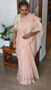 Peach Linen Chanderi Embroidered Saree - RL34