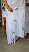 Light Lavender Linen Chanderi Embroidered Saree - RL34
