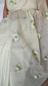 Pastel Green Linen Chanderi Embroidered Saree - RL34