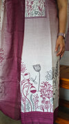 Cream and Orchid Purple Printed Linen Suit