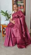 Burgundy Tussar Silk saree