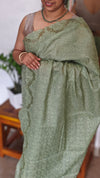 Seafoam Green Cutwork Tepchi Kota Saree