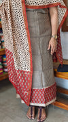 Black and beigh striped Chanderi Silk Suit - MC059
