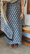 Blue and beige chanderi silk suit - MC059