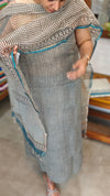 Teal and beige kota doria suit - GD331