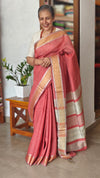 Burnt Peach Linen Silk Saree - DR42