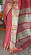 Burnt Peach Linen Silk Saree - DR42