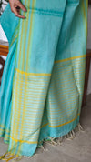 Sea Green Linen Silk saree - DR42