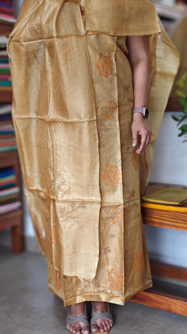 Golden Mustard Tussar Silk Suit - FNA4