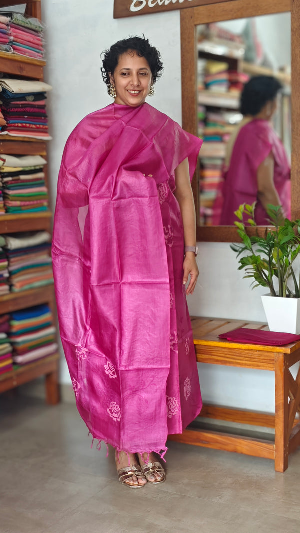 Hot Pink Tussar Silk Suit - FNA4