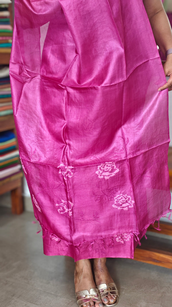 Hot Pink Tussar Silk Suit - FNA4