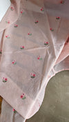 Pink Silky Kota Cross Stitch Embroidered Saree - SKC5