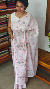 Lilac Silky Kota Cross Stitch Embroidered Saree - SKC5