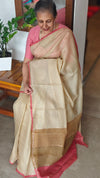 Beige Kota Saree with Pita Embroiderey - EMR4