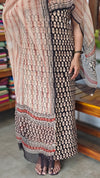 Black and beige cotton suit with kota doria dupatta