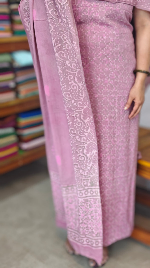 Lilac ajrakh printed modal cotton suit