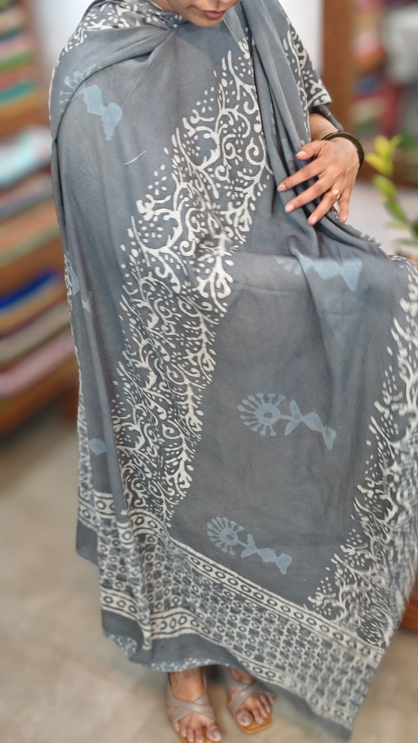 Grey ajrakh printed modal cotton suit