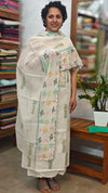 Cream and teal hakoba cotton suit