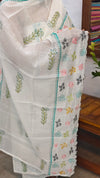 Cream and teal hakoba cotton suit