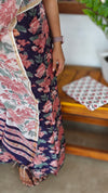 Indigo floral printed chanderi silk Suit - MC059
