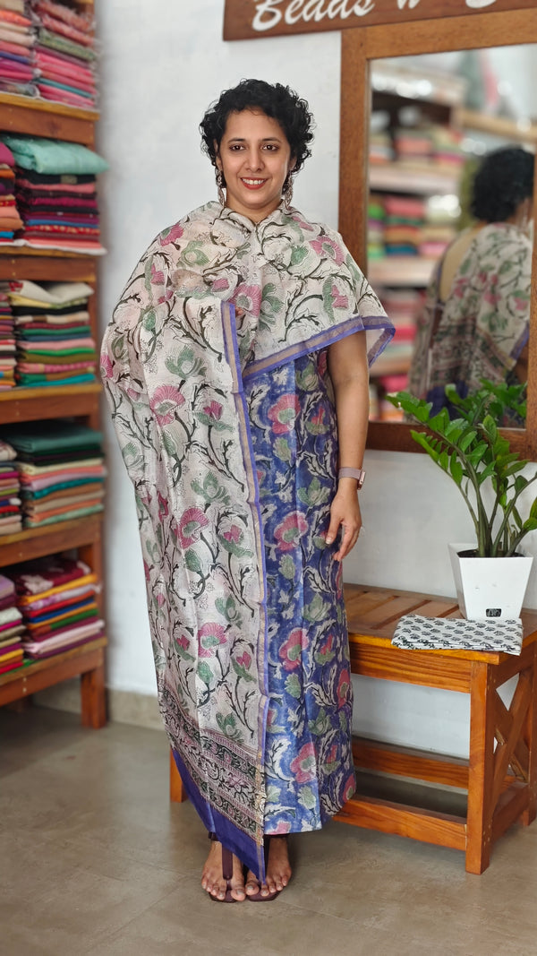 Purple Floral Printed Chanderi silk Suit - MC059