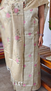 Sandy Beige Cross Stitch Embroidered Semi Tussar Suit - MTV6 - 2Q6