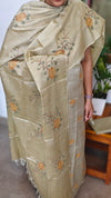 Pista Beige Cross Stitch Embroidered Semi Tussar Suit - MTV6 - C11