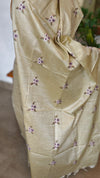 Sandy Beige Cross Stitch Embroidered Semi Tussar Suit - MTV6 - G3