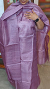 Lavender Embroidered Tussar Silk Suit