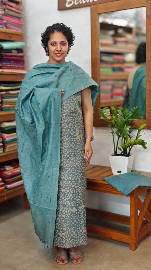 Teal Batik Printed suit