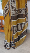 Mustard and black kota doria Saree - SQ39