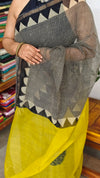 Black and Mustard Yellow Kota Doria Saree - SQ39