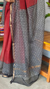 Maroon and black Kota Doria Saree - SQ39