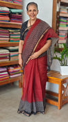 Maroon and black Kota Doria Saree - SQ39