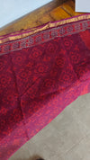 Red and pink Kota doria Saree with ajrakh prints - SQ39