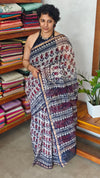 Off White and Indigo Kota Doria Saree - SQ39