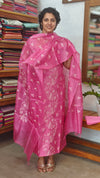 Candy Pink Embroidered Tussar Silk Suit - 91SA