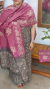 Grey and dark pink batik Suit