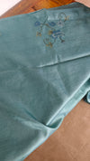 Turquoise Pure Tussar Silk Saree with Cross Stitch Embroidery Saree - 290V
