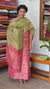 Pink and Olive Green Batik Printed Suit