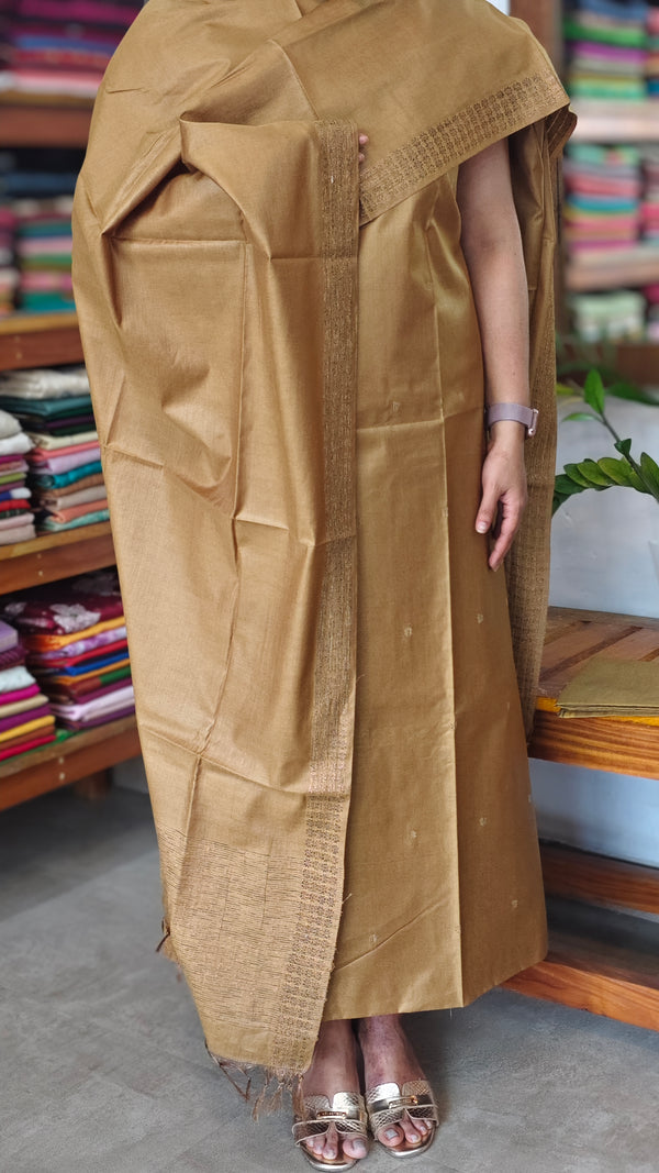 Mustard Brown Bamboo Tussar Suit - MVB