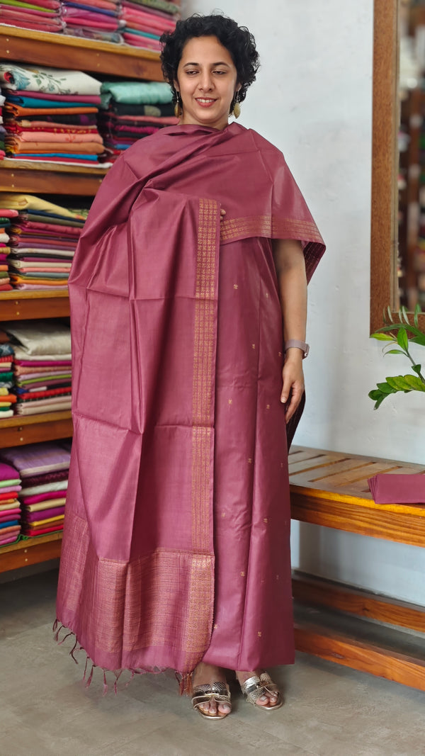 Maroon Bamboo Tussar Silk Suit - MVB